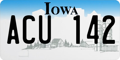 IA license plate ACU142