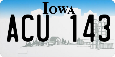 IA license plate ACU143