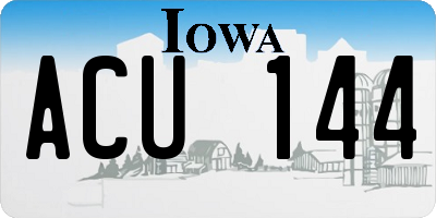 IA license plate ACU144