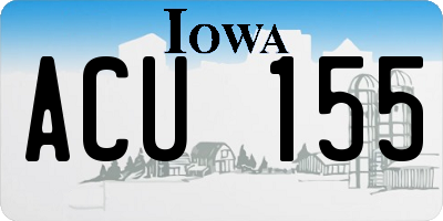 IA license plate ACU155