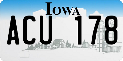 IA license plate ACU178