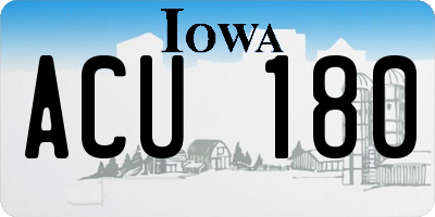 IA license plate ACU180