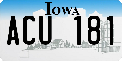 IA license plate ACU181