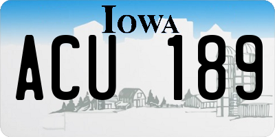 IA license plate ACU189