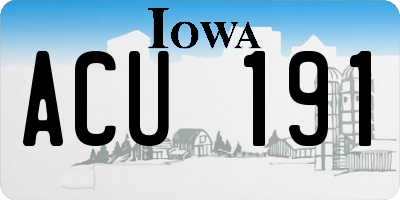 IA license plate ACU191
