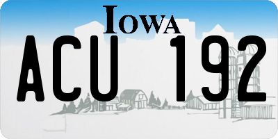 IA license plate ACU192