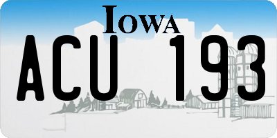 IA license plate ACU193