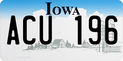 IA license plate ACU196