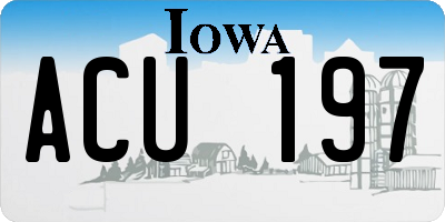 IA license plate ACU197