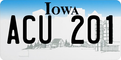 IA license plate ACU201