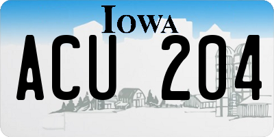 IA license plate ACU204