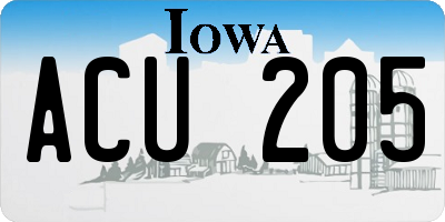 IA license plate ACU205