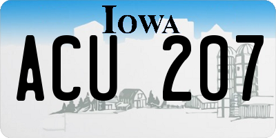 IA license plate ACU207