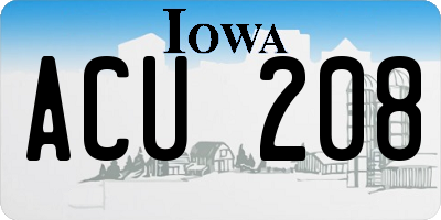 IA license plate ACU208