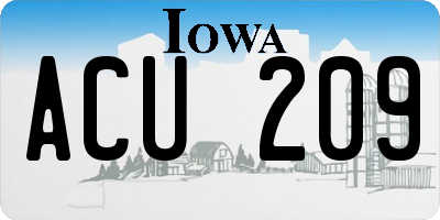 IA license plate ACU209