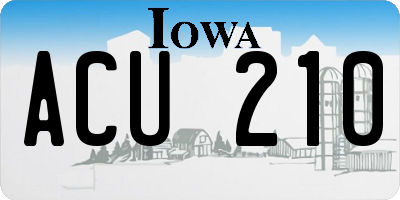IA license plate ACU210
