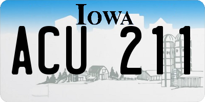IA license plate ACU211