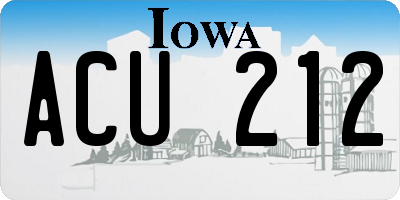 IA license plate ACU212