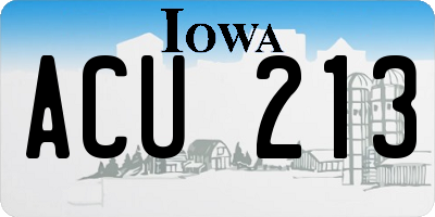 IA license plate ACU213