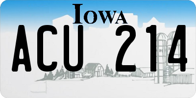 IA license plate ACU214