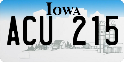 IA license plate ACU215