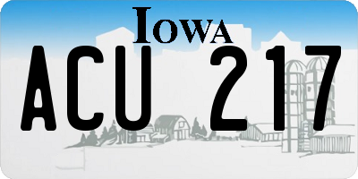 IA license plate ACU217