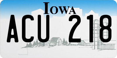 IA license plate ACU218