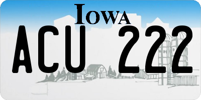 IA license plate ACU222