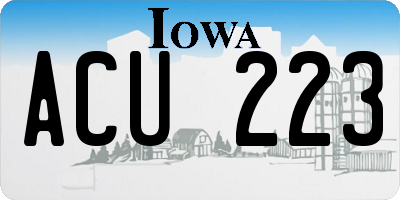 IA license plate ACU223