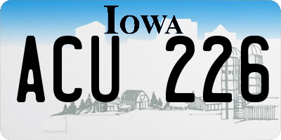 IA license plate ACU226