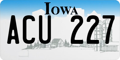 IA license plate ACU227