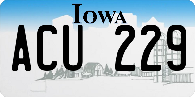 IA license plate ACU229