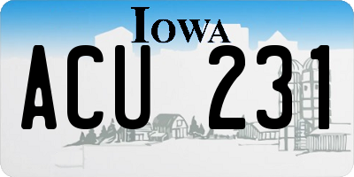 IA license plate ACU231