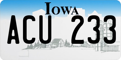 IA license plate ACU233