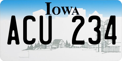 IA license plate ACU234