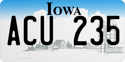 IA license plate ACU235