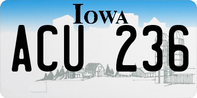 IA license plate ACU236