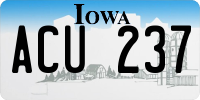 IA license plate ACU237