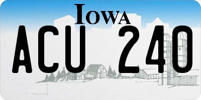 IA license plate ACU240