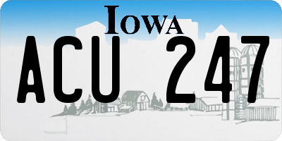IA license plate ACU247
