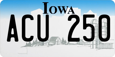 IA license plate ACU250