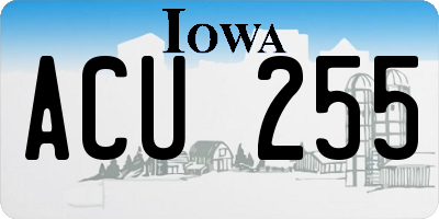 IA license plate ACU255