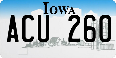 IA license plate ACU260