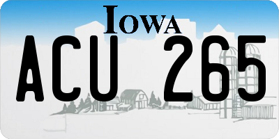 IA license plate ACU265