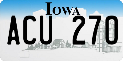 IA license plate ACU270