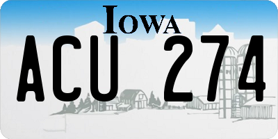 IA license plate ACU274