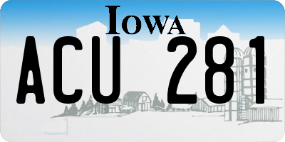 IA license plate ACU281