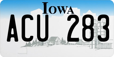 IA license plate ACU283