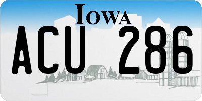 IA license plate ACU286