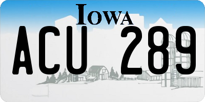 IA license plate ACU289